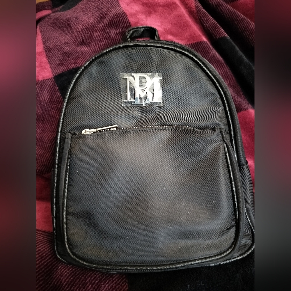 Badgley Mischka Black Mini Nylon Backpack Purse